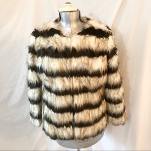 Carmin Black & Ivory Faux Fur Jacket